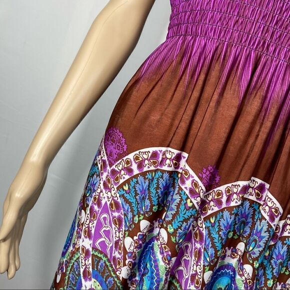 Purple Bohemian Halter Summer Dress - Picture 4 of 11